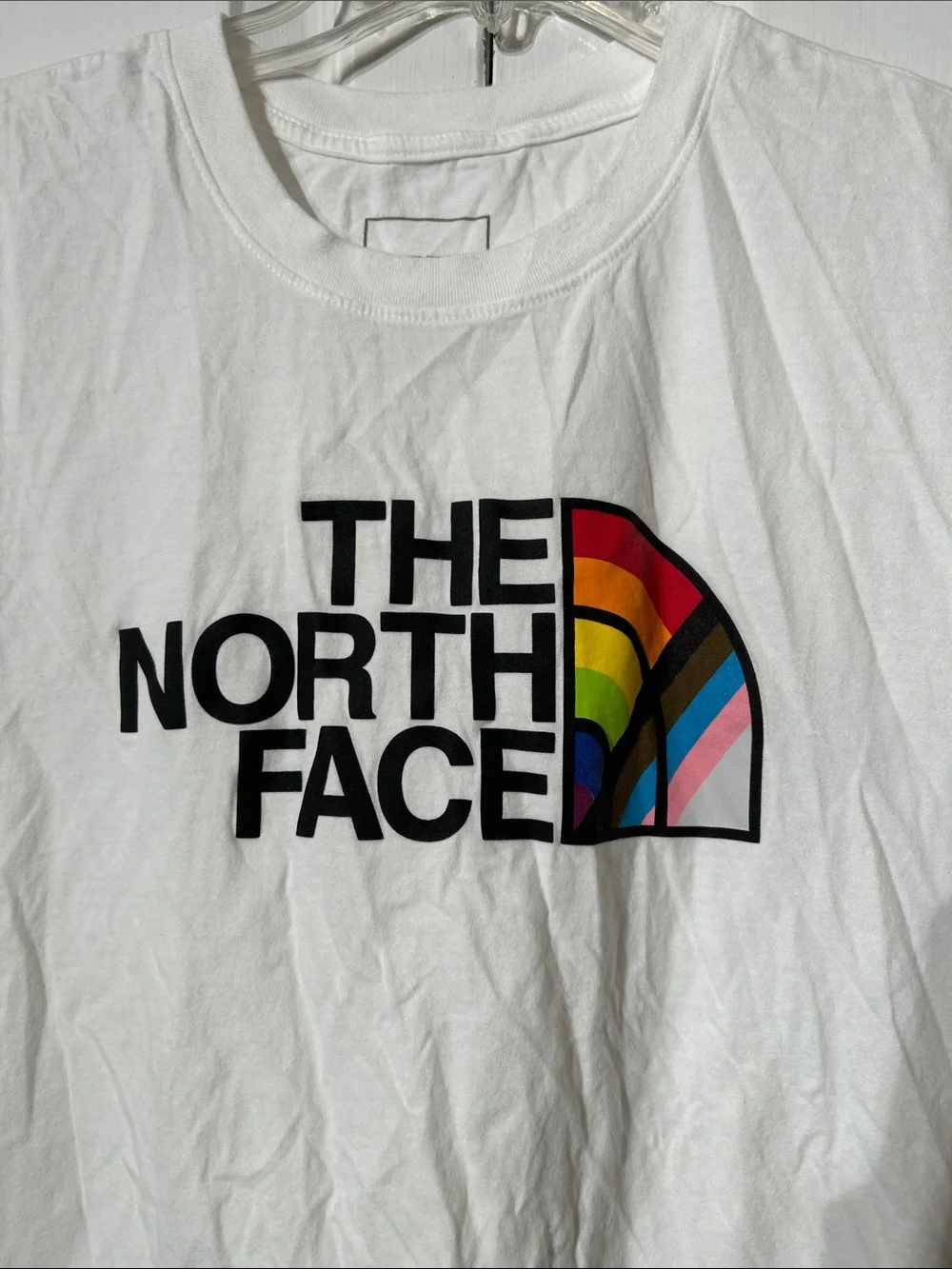 11/12/26 The North Face White Muscle Tee with Rainbow Logo Men’s Size XL